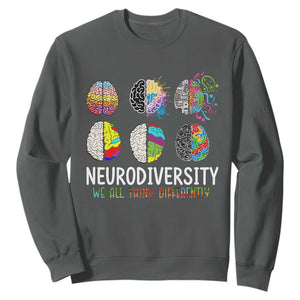 Embrace Neurodiversity Sweatshirt We All Think Differently TS02 Dark Heather Print Your Wear