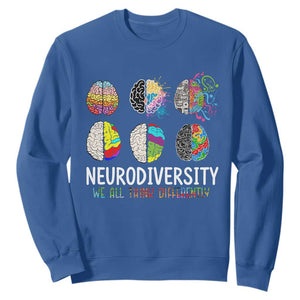 Embrace Neurodiversity Sweatshirt We All Think Differently TS02 Royal Blue Print Your Wear