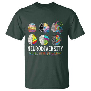 Embrace Neurodiversity T Shirt We All Think Differently TS02 Dark Forest Green Print Your Wear