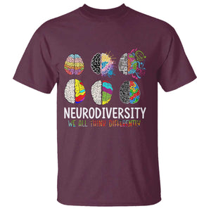 Embrace Neurodiversity T Shirt We All Think Differently TS02 Maroon Print Your Wear
