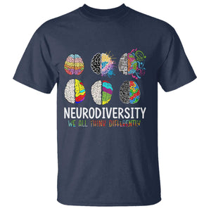 Embrace Neurodiversity T Shirt We All Think Differently TS02 Navy Print Your Wear