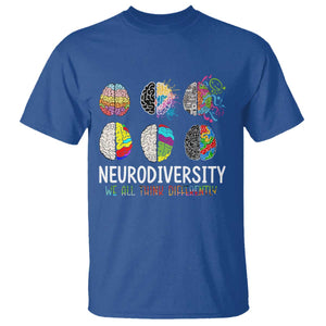 Embrace Neurodiversity T Shirt We All Think Differently TS02 Royal Blue Print Your Wear