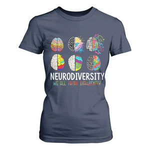 Embrace Neurodiversity T Shirt For Women We All Think Differently TS02 Navy Print Your Wear