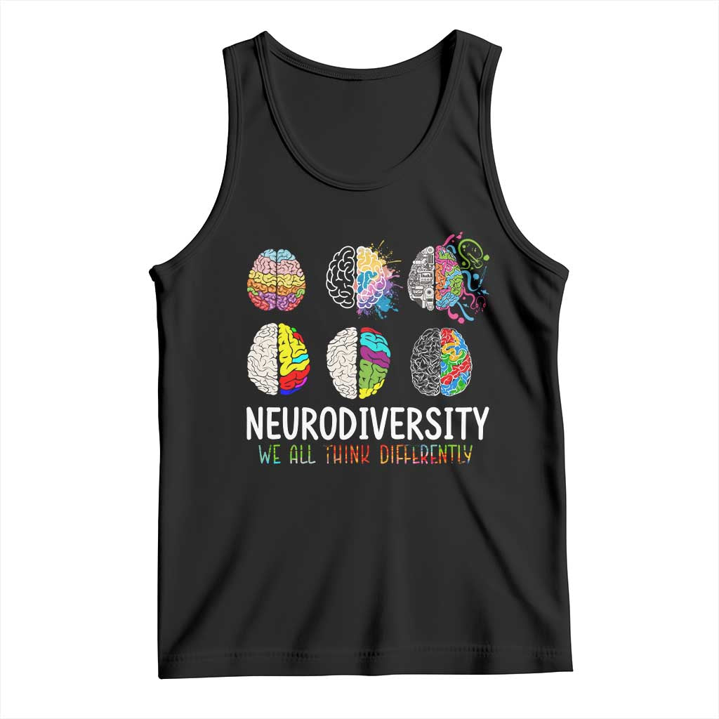 Embrace Neurodiversity Tank Top We All Think Differently TS02 Black Print Your Wear