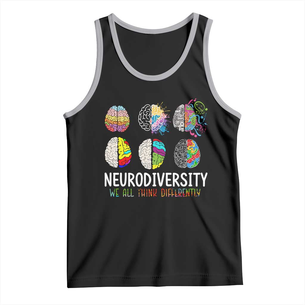 Embrace Neurodiversity Tank Top We All Think Differently TS02 Black Athletic Heather Print Your Wear