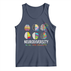 Embrace Neurodiversity Tank Top We All Think Differently TS02 Navy Print Your Wear