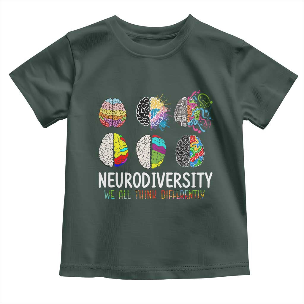 Embrace Neurodiversity Toddler T Shirt We All Think Differently TS02 Dark Forest Green Print Your Wear