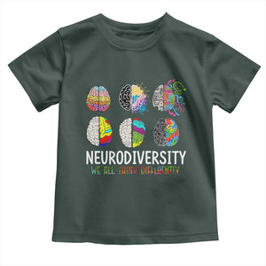 Embrace Neurodiversity Toddler T Shirt We All Think Differently TS02 Dark Forest Green Print Your Wear