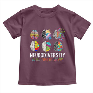 Embrace Neurodiversity Toddler T Shirt We All Think Differently TS02 Maroon Print Your Wear