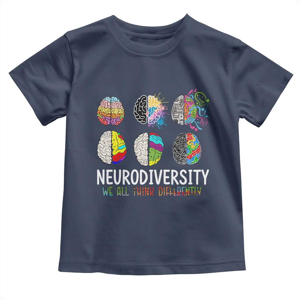 Embrace Neurodiversity Toddler T Shirt We All Think Differently TS02 Navy Print Your Wear