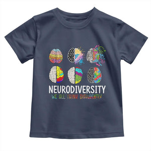 Embrace Neurodiversity Toddler T Shirt We All Think Differently TS02 Navy Print Your Wear