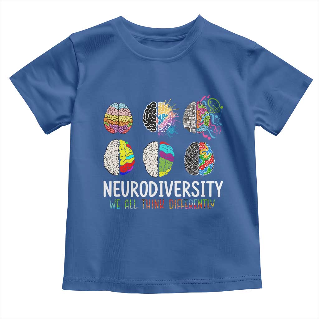 Embrace Neurodiversity Toddler T Shirt We All Think Differently TS02 Royal Blue Print Your Wear