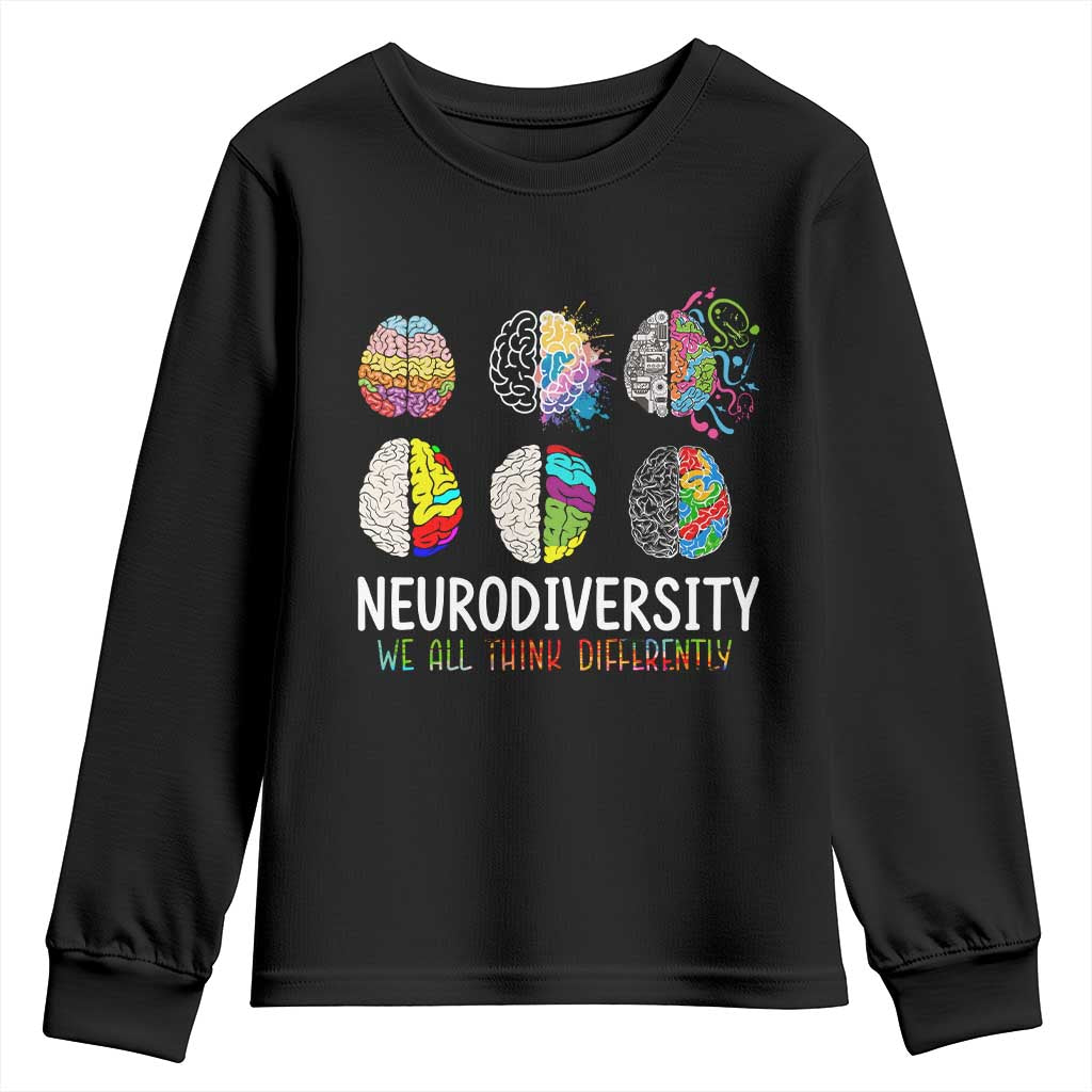 Embrace Neurodiversity Youth Sweatshirt We All Think Differently TS02 Black Print Your Wear