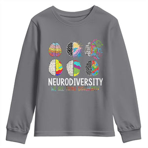Embrace Neurodiversity Youth Sweatshirt We All Think Differently TS02 Charcoal Print Your Wear