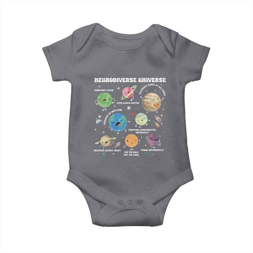 Neurodiverse Universe Baby Onesie Autism Awareness ASD ADHD Neurodiversity Sped Teacher TS02 Charcoal Print Your Wear