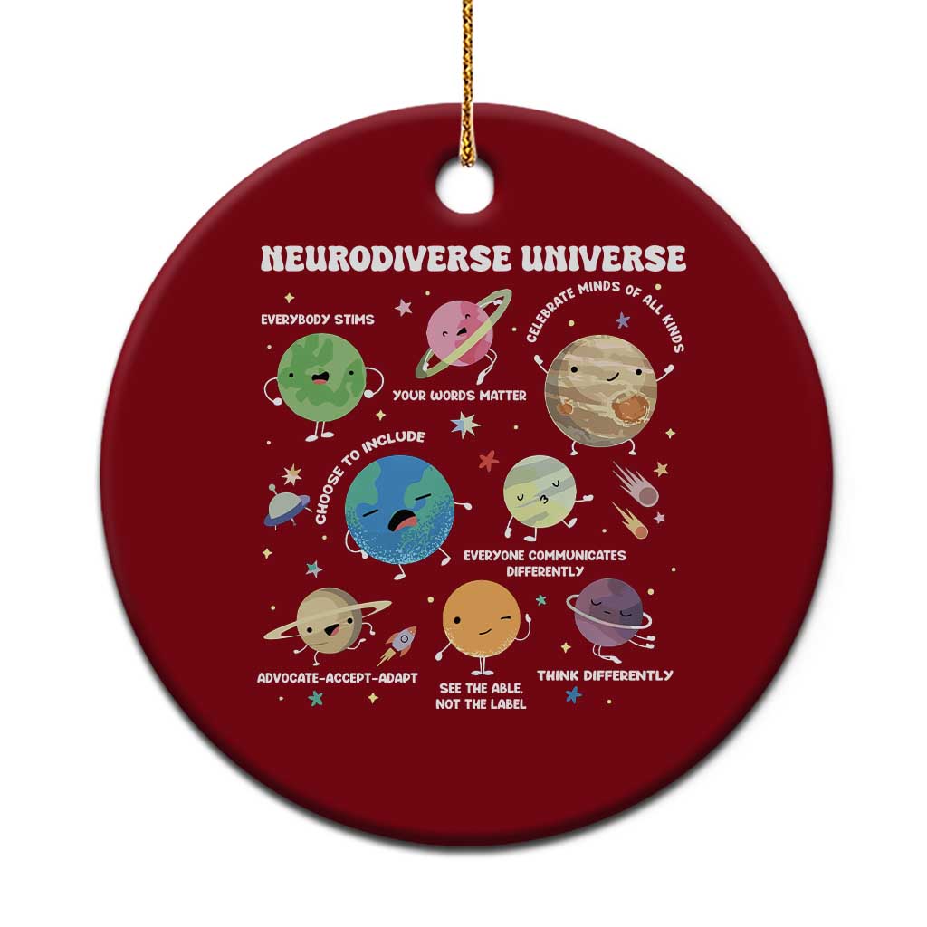 Neurodiverse Universe Ceramic Ornament Autism Awareness ASD ADHD Neurodiversity Sped Teacher TS02 1pc Red Print Your Wear