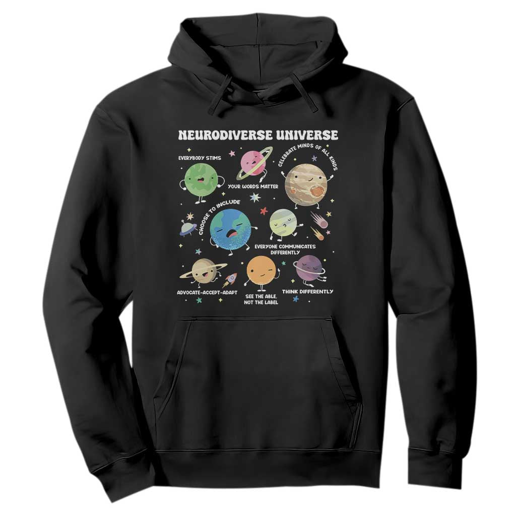 Neurodiverse Universe Hoodie Autism Awareness ASD ADHD Neurodiversity Sped Teacher TS02 Black Print Your Wear