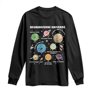 Neurodiverse Universe Long Sleeve Shirt Autism Awareness ASD ADHD Neurodiversity Sped Teacher TS02 Black Print Your Wear