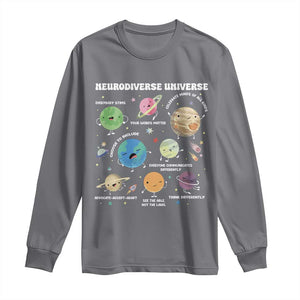 Neurodiverse Universe Long Sleeve Shirt Autism Awareness ASD ADHD Neurodiversity Sped Teacher TS02 Charcoal Print Your Wear