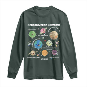 Neurodiverse Universe Long Sleeve Shirt Autism Awareness ASD ADHD Neurodiversity Sped Teacher TS02 Dark Forest Green Print Your Wear