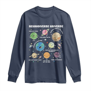 Neurodiverse Universe Long Sleeve Shirt Autism Awareness ASD ADHD Neurodiversity Sped Teacher TS02 Navy Print Your Wear
