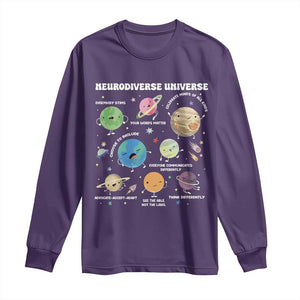 Neurodiverse Universe Long Sleeve Shirt Autism Awareness ASD ADHD Neurodiversity Sped Teacher TS02 Purple Print Your Wear