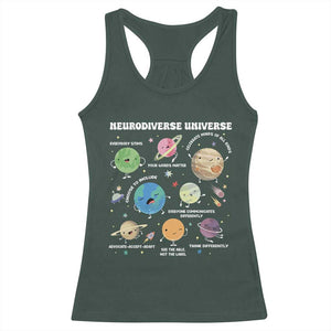 Neurodiverse Universe Racerback Tank Top Autism Awareness ASD ADHD Neurodiversity Sped Teacher TS02 Dark Forest Green Print Your Wear