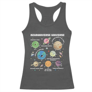 Neurodiverse Universe Racerback Tank Top Autism Awareness ASD ADHD Neurodiversity Sped Teacher TS02 Dark Heather Print Your Wear