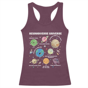 Neurodiverse Universe Racerback Tank Top Autism Awareness ASD ADHD Neurodiversity Sped Teacher TS02 Maroon Print Your Wear