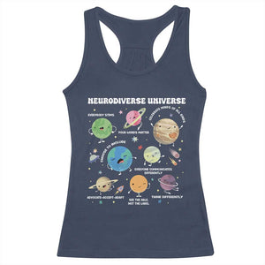 Neurodiverse Universe Racerback Tank Top Autism Awareness ASD ADHD Neurodiversity Sped Teacher TS02 Navy Print Your Wear
