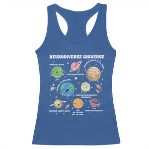 Neurodiverse Universe Racerback Tank Top Autism Awareness ASD ADHD Neurodiversity Sped Teacher TS02 Royal Blue Print Your Wear