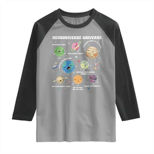 Neurodiverse Universe Raglan Shirt Autism Awareness ASD ADHD Neurodiversity Sped Teacher TS02 Sport Gray Black Print Your Wear