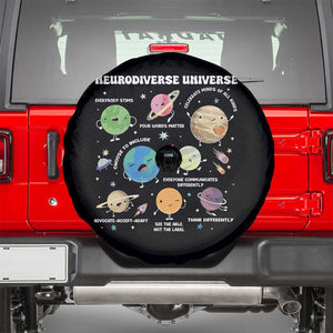 Neurodiverse Universe Spare Tire Cover Autism Awareness ASD ADHD Neurodiversity Sped Teacher TS02 Black Print Your Wear