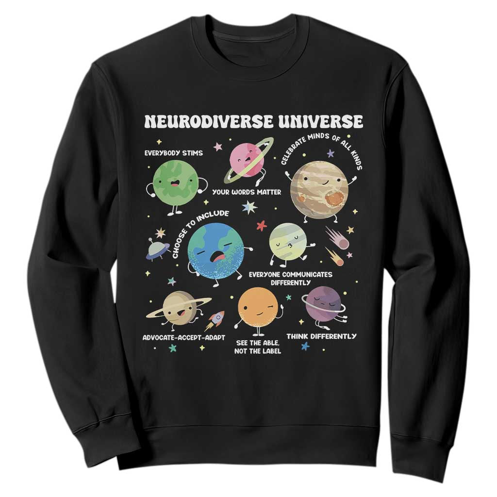 Neurodiverse Universe Sweatshirt Autism Awareness ASD ADHD Neurodiversity Sped Teacher TS02 Black Print Your Wear