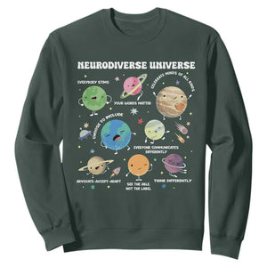 Neurodiverse Universe Sweatshirt Autism Awareness ASD ADHD Neurodiversity Sped Teacher TS02 Dark Forest Green Print Your Wear