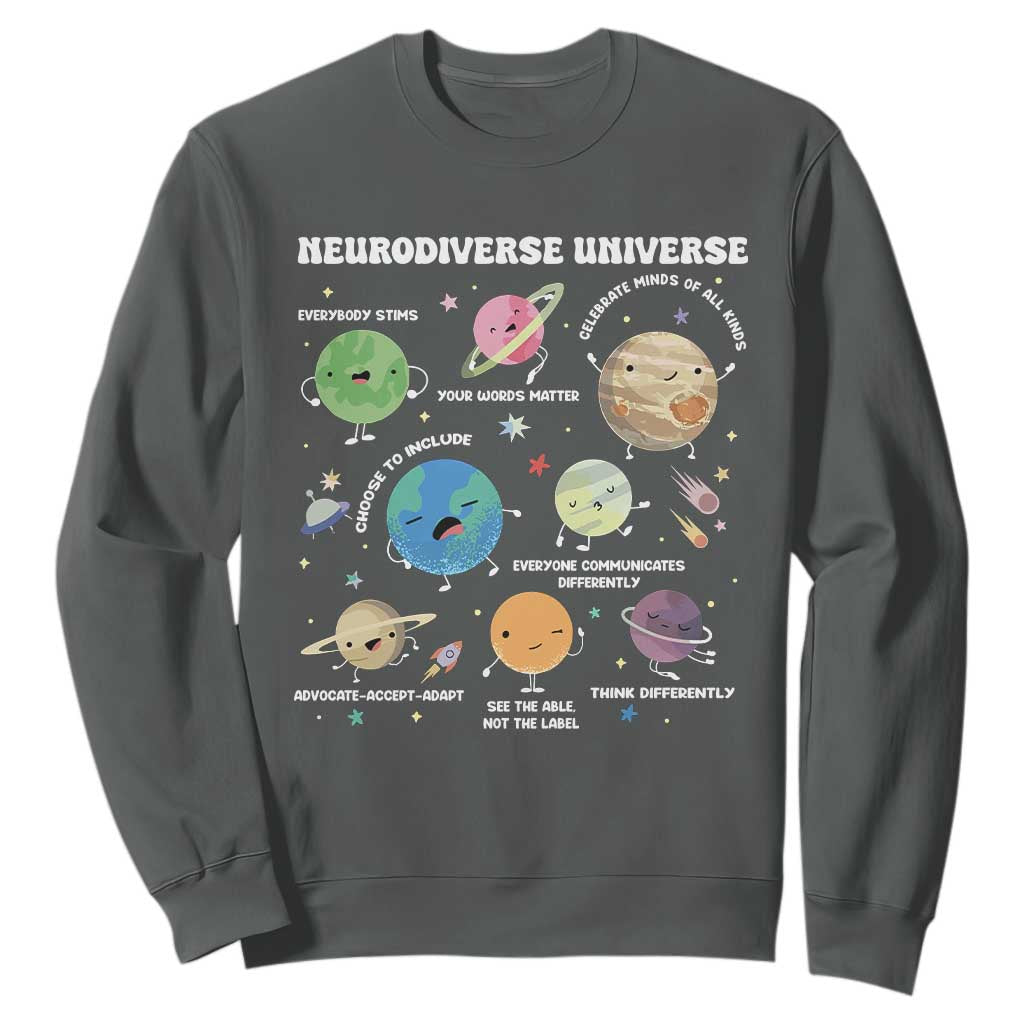 Neurodiverse Universe Sweatshirt Autism Awareness ASD ADHD Neurodiversity Sped Teacher TS02 Dark Heather Print Your Wear