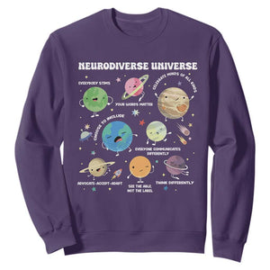 Neurodiverse Universe Sweatshirt Autism Awareness ASD ADHD Neurodiversity Sped Teacher TS02 Purple Print Your Wear