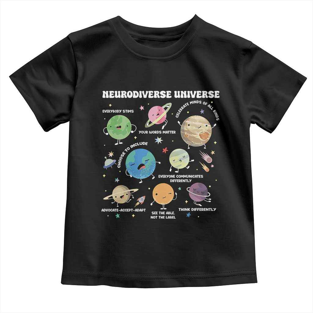 Neurodiverse Universe Toddler T Shirt Autism Awareness ASD ADHD Neurodiversity Sped Teacher TS02 Black Print Your Wear
