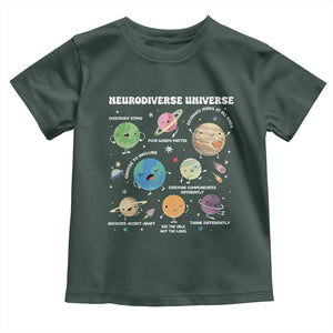 Neurodiverse Universe Toddler T Shirt Autism Awareness ASD ADHD Neurodiversity Sped Teacher TS02 Dark Forest Green Print Your Wear