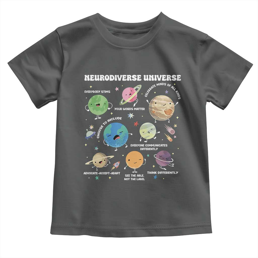 Neurodiverse Universe Toddler T Shirt Autism Awareness ASD ADHD Neurodiversity Sped Teacher TS02 Dark Heather Print Your Wear