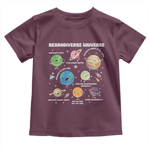 Neurodiverse Universe Toddler T Shirt Autism Awareness ASD ADHD Neurodiversity Sped Teacher TS02 Maroon Print Your Wear