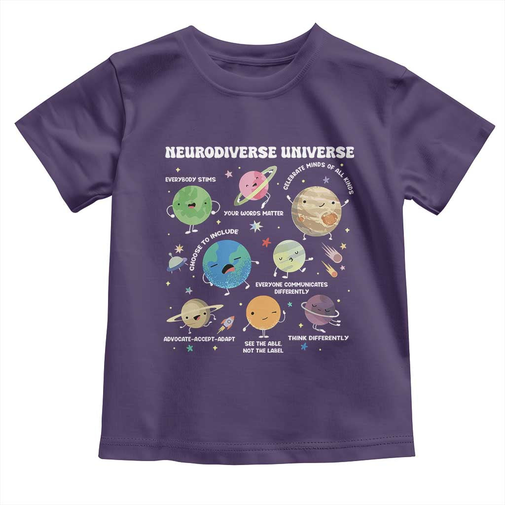 Neurodiverse Universe Toddler T Shirt Autism Awareness ASD ADHD Neurodiversity Sped Teacher TS02 Purple Print Your Wear