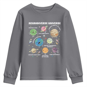 Neurodiverse Universe Youth Sweatshirt Autism Awareness ASD ADHD Neurodiversity Sped Teacher TS02 Charcoal Print Your Wear