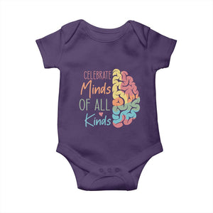 Embrace Neurodiversity Baby Onesie Celebrate Minds of All Kinds Teacher ASD TS02 Purple Print Your Wear