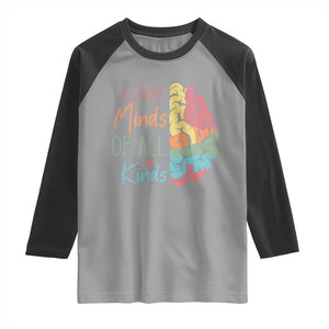 Embrace Neurodiversity Raglan Shirt Celebrate Minds of All Kinds Teacher ASD TS02 Sport Gray Black Print Your Wear