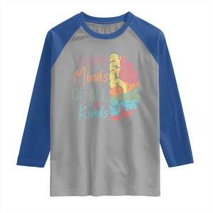 Embrace Neurodiversity Raglan Shirt Celebrate Minds of All Kinds Teacher ASD TS02 Sport Gray Royal Print Your Wear