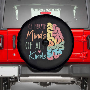 Embrace Neurodiversity Spare Tire Cover Celebrate Minds of All Kinds Teacher ASD TS02 Black Print Your Wear