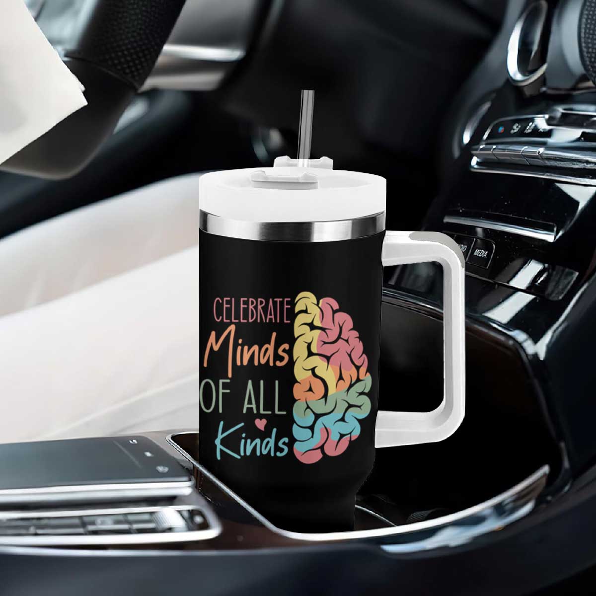 Embrace Neurodiversity Tumbler With Handle Celebrate Minds of All Kinds Teacher ASD TS02 Print Your Wear