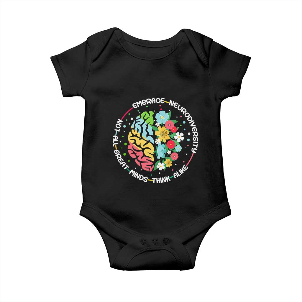 Embrace Neurodiversity Baby Onesie Neurodiverse Brain Autism Awareness ADHD Autistic TS02 Black Print Your Wear