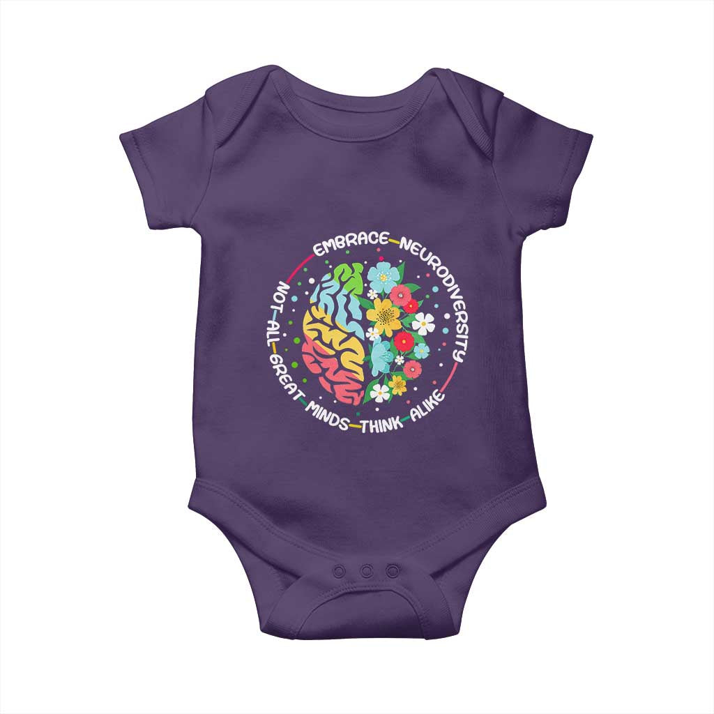 Embrace Neurodiversity Baby Onesie Neurodiverse Brain Autism Awareness ADHD Autistic TS02 Purple Print Your Wear